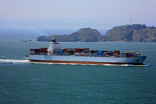货物集装箱,集装箱船,旧金山湾,加利福尼亚,美国