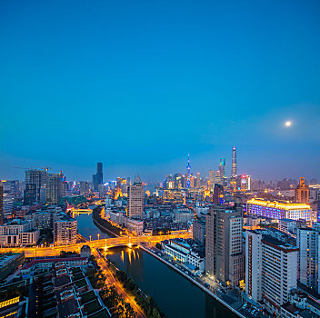 上海,黄浦江,两岸,夜景