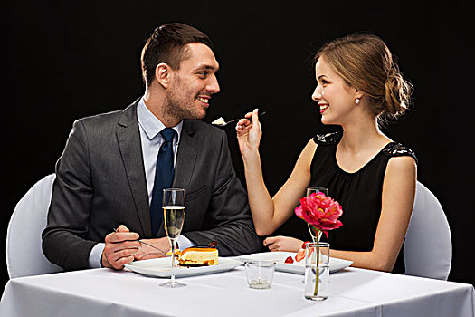 餐馆,情侣,假日,概念,微笑,吃饭,甜点