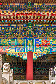 北京故宫太和门斗拱金龙和玺彩画雀替柱头