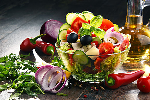 构图,蔬菜沙拉,碗,均衡饮食