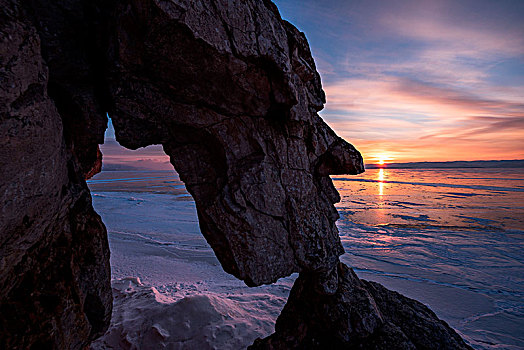 自然,石头,日出,贝加尔湖,伊尔库茨克,区域,西伯利亚,俄罗斯