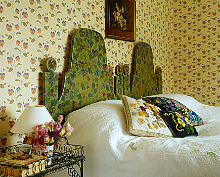三色堇,卧室,装饰,灵感,小,壁纸,手绘,一对,床头板