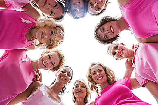 愉悦,女人,微笑,圆,穿,粉色,乳腺癌