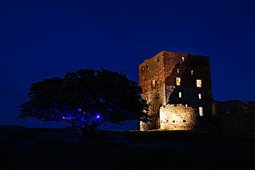光亮,巨大,住宅,塔,城堡遗迹,13世纪,欧洲,丹麦