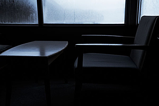 椅子,桌子,窗户,寒冷,早晨