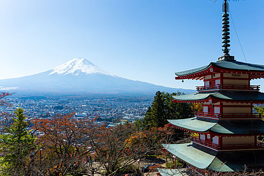富士山,塔,秋季