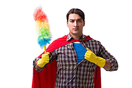 超级英雄,清洁员,隔绝,白色背景