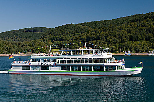 乘客,船,水库,靠近,自然,保存,藻厄兰,区域,北莱茵威斯特伐利亚,德国,欧洲