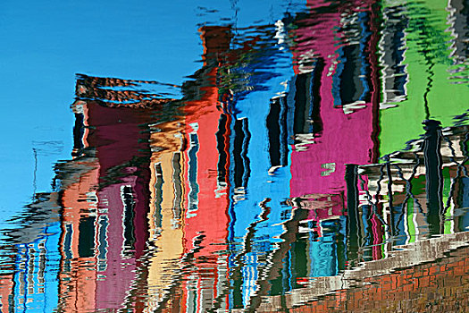 反射,布拉诺岛,彩色,古建筑,威尼斯,意大利