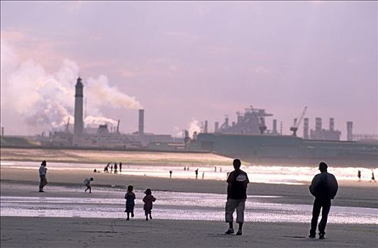 法国,工厂,污染,海滩