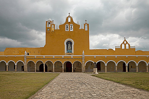 建筑,寺院,依沙玛尔,尤卡坦半岛,墨西哥
