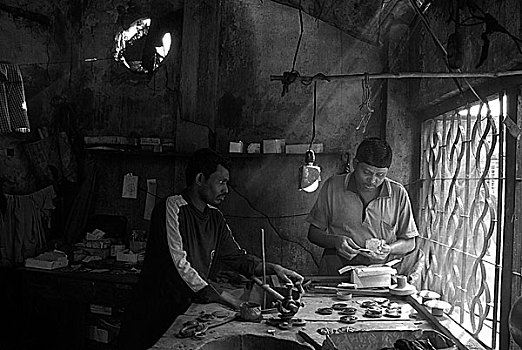工人,工作间,研磨,工厂,库尔纳市,孟加拉,2008年