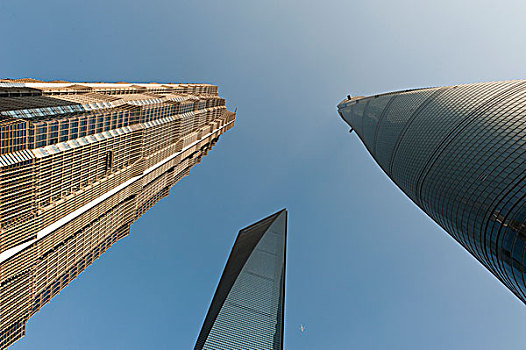 摩天大楼,金茂大厦,左边,上海,塔楼,右边,世界金融中心,中间,浦东,中国,亚洲