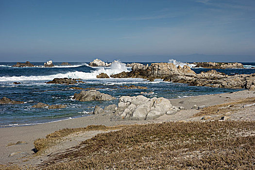 深海,石头,蒙特利半岛,加利福尼亚,海岸