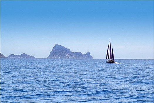 伊比萨岛,红色,帆,帆船