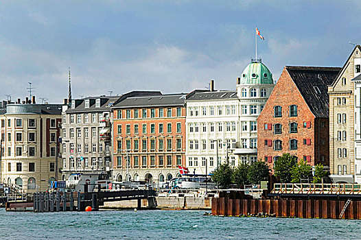 风景,水岸,房子,哥本哈根,丹麦