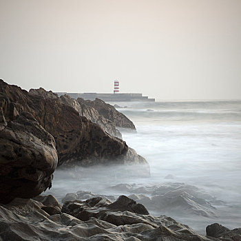 岩石,海岸线,黄昏