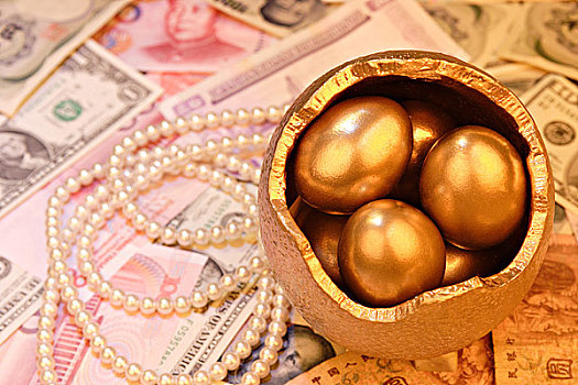 钱,金色,蛋,亚洲