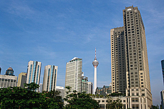 仰视,摩天大楼,城市,吉隆坡,马来西亚