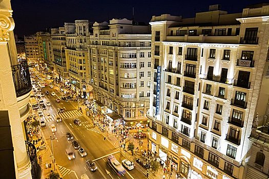 俯视,格兰大道,马德里,西班牙