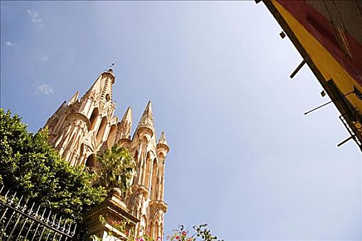 仰视,大教堂,圣米格尔,教堂,瓜纳华托,墨西哥