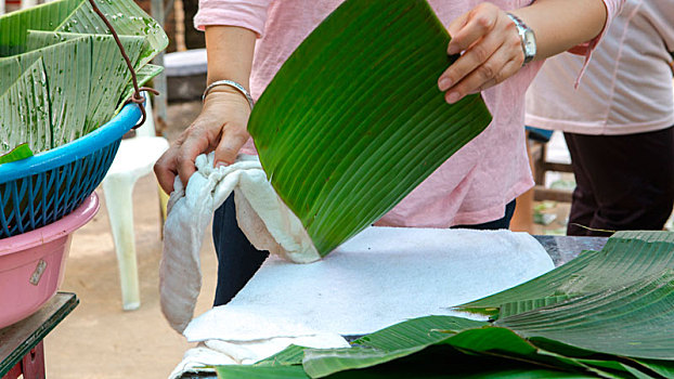 清洁传统的环保包材翠绿的芭蕉叶
