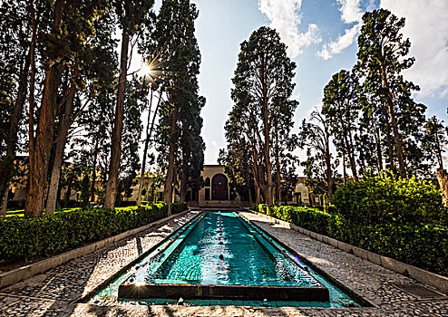 长,水池,鳍,花园,伊斯法罕省,伊朗
