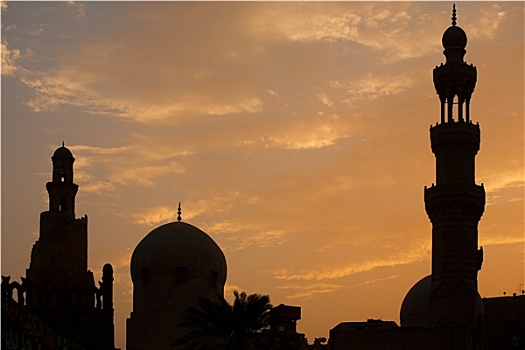 清真寺,剪影,开罗