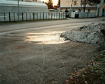 冰,柏油路,道路,表面,堆积,雪,罗瓦涅米,芬兰,2006年