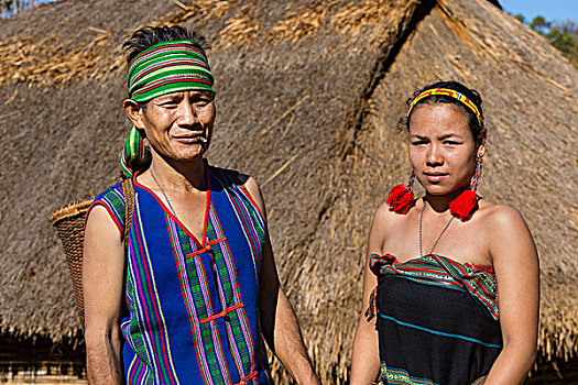 男人,女人,传统服装,少数民族,省,柬埔寨,亚洲