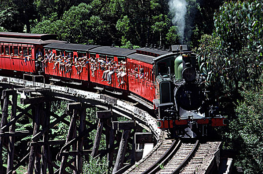 蒸汽机车,山峦,墨尔本,维多利亚,澳大利亚