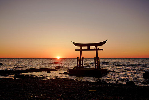 日落,入口,神社