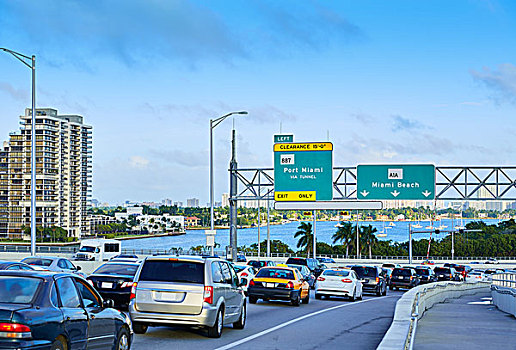 迈阿密,市区,交通,驾驶,迈阿密海滩,佛罗里达,美国