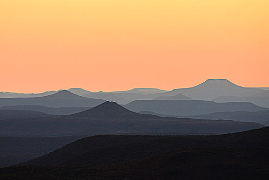 山,日落,达马拉兰,区域,纳米比亚,非洲