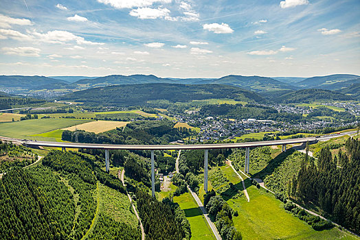 航拍,高速公路,桥,施工,藻厄兰,北莱茵威斯特伐利亚,德国,欧洲