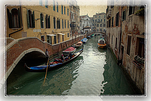 运河,威尼斯,桥,小船