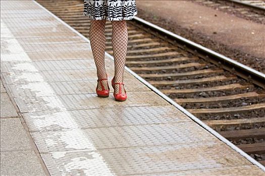腿,女人,红色,鞋,站台,柏林,德国