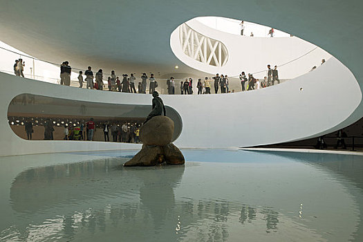 2010上海世博会,丹麦人,亭子,大,群体,室内,白天,螺旋,绿色,彩色,水,水塘