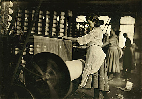 女孩,编织,机械,印地安那,美国,国家,童工,十月,职业,历史