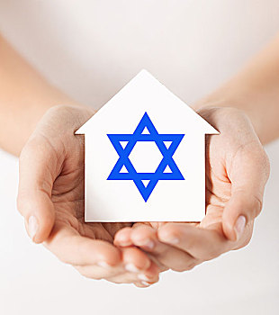 宗教,犹太教,慈善,概念,女性,表针,拿着,纸,房子,大卫之星,象征