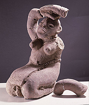 赤陶,雕塑,跪着,女人,头部