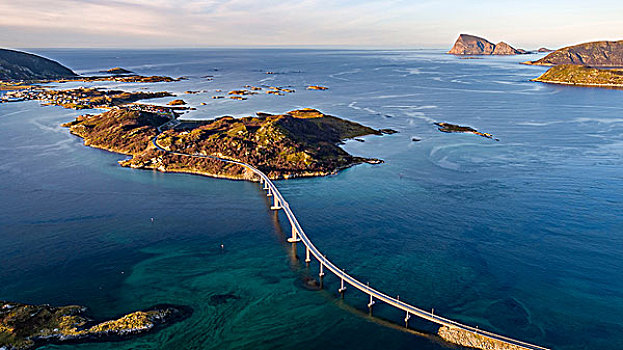 航拍,著名,桥,穿过,岛屿,秋天,北极,挪威