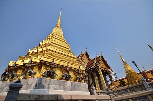 金色,塔,大皇宫,曼谷