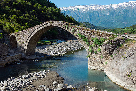 土耳其,石头,拱桥,河,阿尔巴尼亚,欧洲