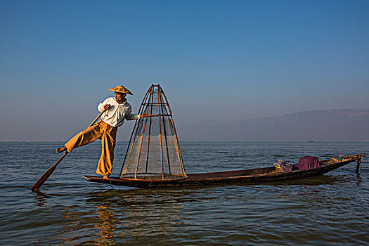 缅甸,茵莱湖,渔民