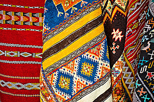 地毯,传统,图案,阿拉伯人,人,销售,露天市场,集市,区域,摩洛哥,非洲