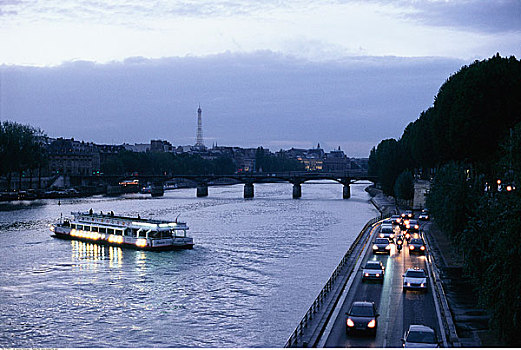 游船,道路,塞纳河,巴黎,法国