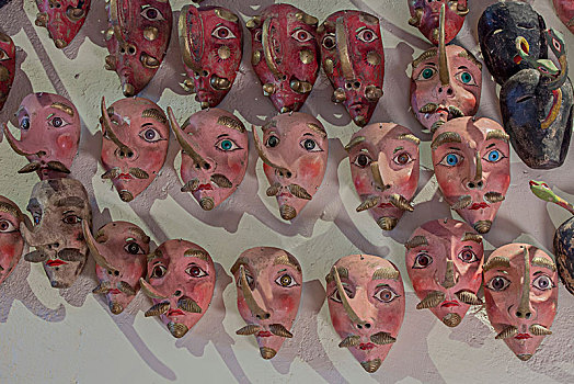 墨西哥,萨卡特卡斯州,萨卡特卡斯,收集,面具,雷法尔卡罗奈尔博物馆