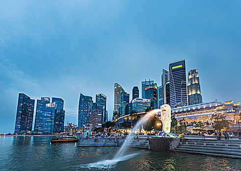 鱼尾狮,象征,城市,新加坡,市中心,天际线,金融中心,金融区,新加坡河,亚洲